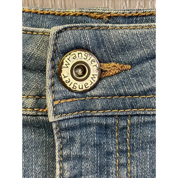 Wrangler Womens Size 12/M Blue Jean Skirt Pockets Back Slit - Picture 3 of 12